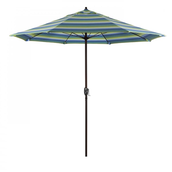California Umbrella 9' Bronze Aluminum Market Patio Umbrella, Sunbrella Seville Seaside 194061337257 - main